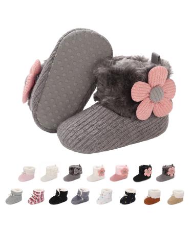 outfit spring Baby Winter Warm Fleece Bootie Newborn Non-Slip Soft Sole Winter Shoes Sock Shoes Cute Adjustable Crawling Shoes Prewalker Boots for Girls Boys Toddler 0-18 Months 6-12 Months E Grey