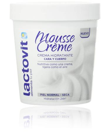 Lactovit Mousse Creme Crema Hidratante para la Cara y el Cuerpo Para Piel Normal a Seca Nutritiva y Ligera 8.5 oz (250ml)