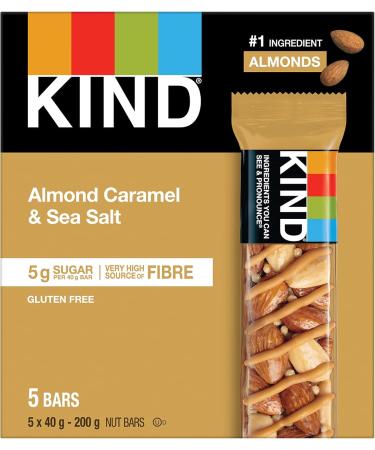 KIND Fruit & Nut Caramel Almond Sea Salt Gluten Free Low Sugar 1.4 Ounce 5 Count - Buy Online on GoSupps.com