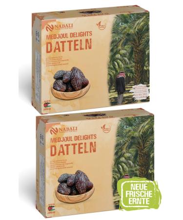 NABALI FAUMOST 2KG Medjool - Medjoul Datteln Delight I 100% naturally aromatic fresh & vegan i medjool dates without preservatives honey -sweet & caramelig (2kg) 2 kg (1 Pack)