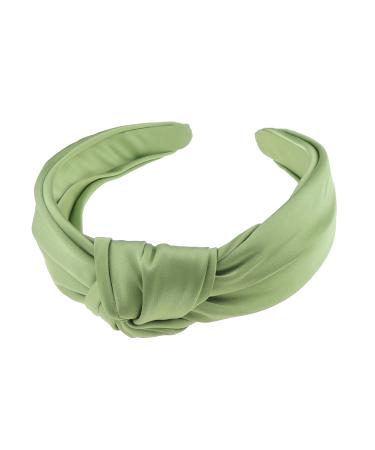 Ladies Top Knot Slinky Soft Satin Detail Evening Wedding Bridal Headband Alice Band (Dusky Green) Green - Dusky Green