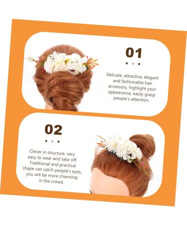 Angoily Bridal Comb Floral Hair Comb French Hair Pin French Combs Rose Hair Accessories Roses Artificial Flowers Floral Hair Headpiece Metal Comb White Cloth Flowers Seaside Resort Wedding - Buy Online on GoSupps.com