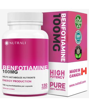 New *BONUS SIZE* 150 HIGHEST POTENCY Benfotiamine Complex 100mg (Vitamin B1/ Thiamine) capsules Increased Energy Nerve Support All-Natural Vegan Gluten Free. 5-month supply 150 count (Pack of 1)