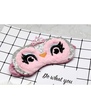 Cute Owl Sleep Mask | Fluffy Plush Eye Mask for Kids Women & Teens | Soft Blackout Cover for Travel & Naps - Owl Pink - Buy Online on GoSupps.com