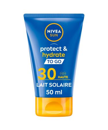 NIVEA Sun Protect & Hydrate Travel Size SPF 30 (1 x 50 ml), 48H Hydration Sun Cream, Sun Protection with Pleasant Formula