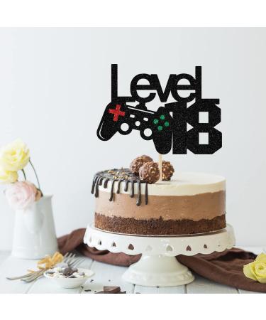 Black Glitter Level 18 Cake Topper - Level Up 18th Birthday Cake Topper - Happy 18th Birthday 18 Year Old for Gamer Theme Party Decorations - Buy Online on GoSupps.com