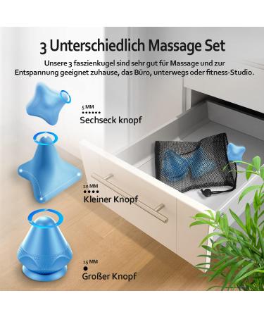 Dongshen Triggerpunkt Presser Set - Ultimate Massage Device for Muscle Pain Relief in Shoulders Neck Arms Back & Legs - 3 Versatile Triggers - Ideal for Floor & Wall Use - Blue - Buy Online on GoSupps.com