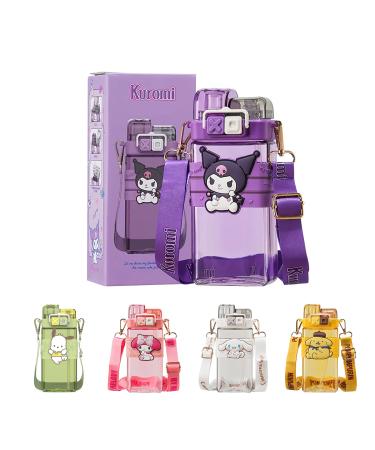 Sewing Concepts Kawaii Straw Water Bottle Dual Nozzle Design with Portable Stylish Perfect Sport Travel Work 17.5OZ/520ML Purple 17.5 OZ