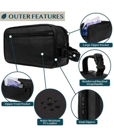 Pavilia Men's Travel Toiletry Bag | Water-Resistant Dopp Kit | PU Leather Shaving Organizer for Toiletries and Grooming Essentials - Buy Online on GoSupps.com