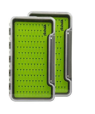 Aventik Fly Fishing Boxes Silicone Super Slim Fishing Storage Fishing Tackle Case Waterproof Best Pocket Sizes 7.36"X4.02"X0.63"/5.39"X3.74" X0.63 2PC-G048LB 7.36"X4.02"X0.63"
