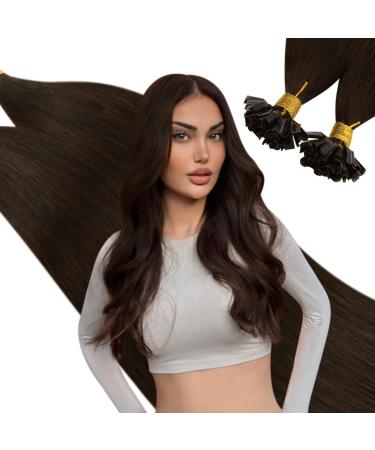 Ugeat real hair extensions sonings brown u tip extensions real hair dark brown keratin bonding extensions real hair 50 pieces 55 cm 50 grams 22 inches 2.u tip #2