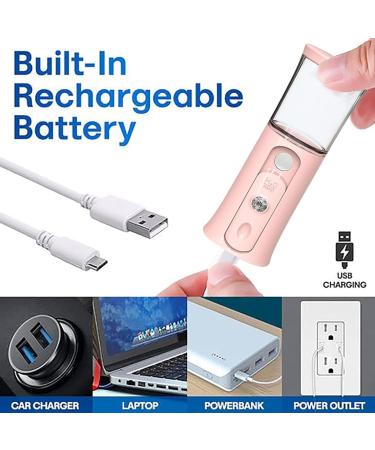 Cordless Travel Steamer - Handheld Cordless Face Steamer | Rechargeable Cool Mist Sprayer with Colorful Light Handheld Rechargeable Cool Mist Sprayer for Face Hydrating Pink - Buy Online on GoSupps.com