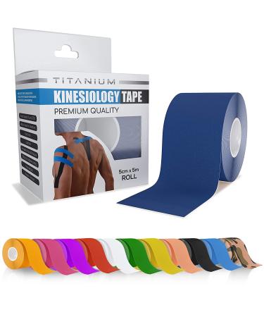 Titanium Sports Kinesiology Tape - 5m Roll of Elastic Water Resistant Tape for Support & Muscle Recovery - Quality Sports Tape Dark Blue
