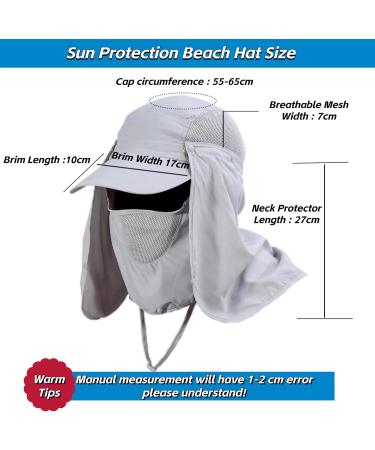 Vgeby Sonnenhut with Neck Protection | UV Protection Outdoor Sun Hat for Cycling Hiking & Fishing - Unisex Gray Cap - Buy Online on GoSupps.com