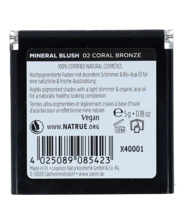 Sante Natural Cosmetics Mineral Blush 02 Coral Bronze | Vegan Blush with Silky Texture & Organic A a Oil | 5g for Radiant & Fresh Look - Buy Online on GoSupps.com