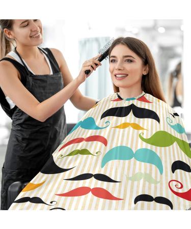 Visesunny Colored Mustache Vintage Barber Cape - Anti-Static Water-Resistant Hair Cutting Bib | Professional Salon Polyester Adjustable Snap Closure - Buy Online on GoSupps.com