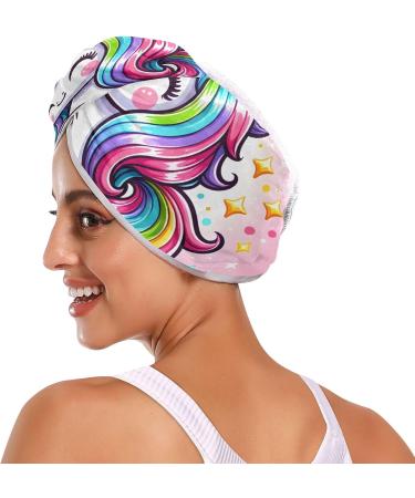 Shop Cute Cartoon Rainbow Unicorn Hair Towel 2 Pack Super Absorbent Quick Dry Turbans for Women & Girls - Buy Online on GoSupps.com