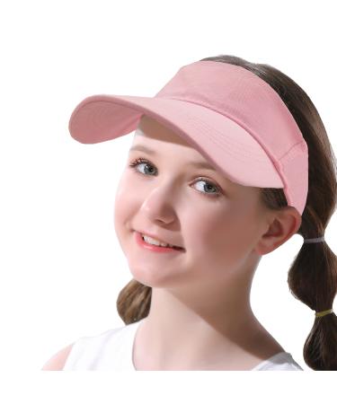 Kids Sun Visors Adjustable Cap - Unisex for Children Athletic Sports Hats UV Protection fit for 5 to 12 Years Old 52-56cm 5-12 Years Pink
