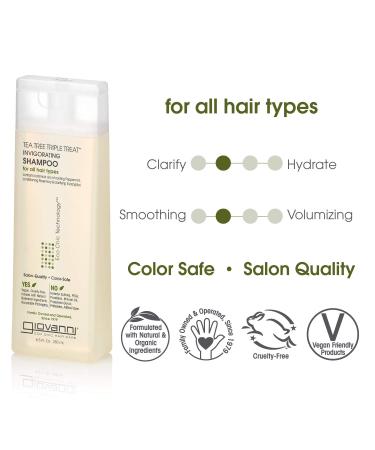 GIOVANNI Tea Tree Triple Treat Invigorating Shampoo & Conditioner Set - 8.5 Oz - Cooling Peppermint Eucalyptus Rosemary - Salon Quality Vegan, Cruelty Free, Paraben Free - Buy Online on GoSupps.com