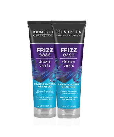 Frizz Ease Dream Curls Curly Hair Shampoo, SLS/SLES Sulfate Free, Helps Control Frizz, with Curl Enhancing Technology, 8.45 Fluid Ounces (Pack of 2) Shampoo, Pack of 2