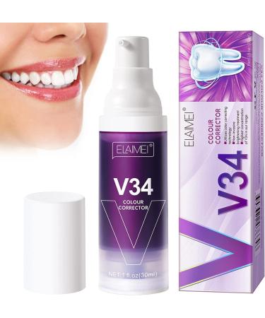 Teeth Whitening V34+ Colour Corrector Purple Toothpaste for Teeth Whitening Plaque Remover for Teeth V Teeth WHITENING Strips. Stain Remover Sensitivity & Formula for a Bright Smile