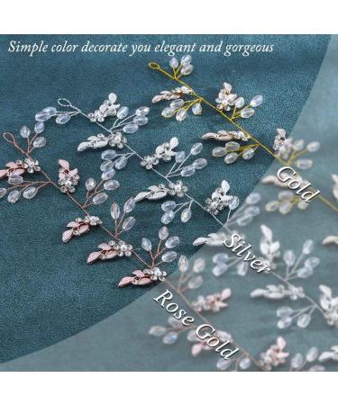 Unicra Rose Gold Leaf Wedding Hair Vine - Bridal Headpiece with Rhinestone Crystal Accent - Buy Online on GoSupps.com