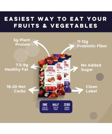 Good Thinking Foods Fruit & Veggie Bars - Variety Pack | Mediterranean Diet Snack Vegan Organic Fruit Real Vegetables High Fiber (12g) Healthy Fats Antioxidants No Added Sugar Great Tasting - Buy Online on GoSupps.com