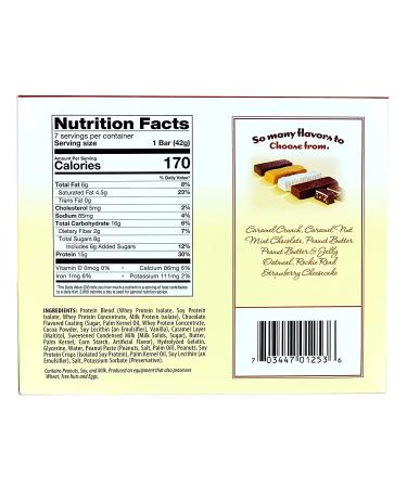 ProteinWise Caramel Crunch Protein Bars - Bariatric & Gluten Free Diet Snacks | Low Carb, Low Calorie, Whey Protein Isolate, Weight Loss Support - 7 Count - Buy Online on GoSupps.com