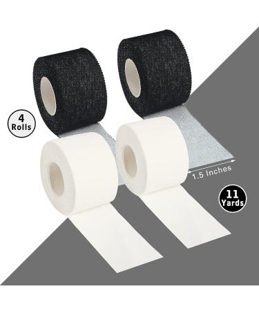 4 Pcs Pre Wrap Athletic Tape Set - Strong, Easy-Tear Finger & Wrist Tape for Athletes - 1.5 Inch x 33 Feet (Black/White) - Buy Online on GoSupps.com