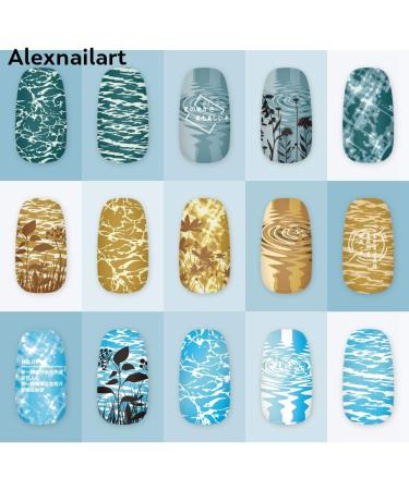 Alexnailart Nail Art Stamping Plates Image Template Wave Water ripple Plant Word Pattern Design Stamper Nail Art DIY Print Manicure Nail Art Stencil Tools FA060 - Buy Online on GoSupps.com