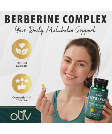 oliv Pure Berberine Supplement Capsules Berberine HCI 1000mg - Natural Metabolic Support with 200mg Bitter Melon Fruit Extract and 50mg Banaba Leaf 2 Veggie Capsules Daily (30 Servings) - Buy Online on GoSupps.com