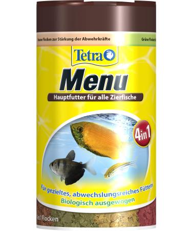 Tetra min menu fish feed - main feed mix with 4 special flakes in separate chambers varied food for all ornamental fish 100 ml can 25 g (1 Pack)