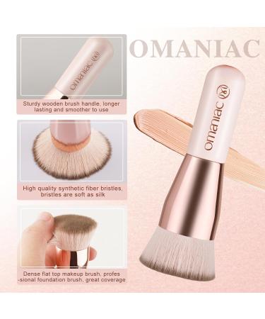 OMANIAC Silver Makeup Brushes - Flat Top Pro Foundation & Concealer Brush for Flawless Blending | Travel-Friendly for Liquid Cream & Powder - Buy Online on GoSupps.com