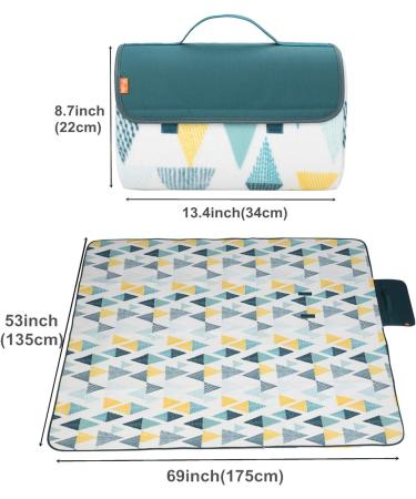 Yodo Outdoor Picnic Blanket Water-Resistant for Camping Hiking Festivals - Forest Triangle 69 x 53 - Buy Online on GoSupps.com