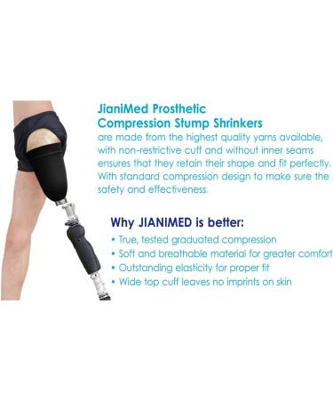 JianiMed Above Knee Prosthetic Stump Shrinkers - 35cm Compression Amputee Socks 20-30 mmHg Daily Use Taiwan Excellence 3XL Black - International Shipping Available - Buy Online on GoSupps.com