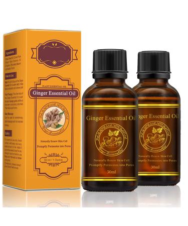 Ginger oil plant engine oils for body massage promotion of blood circulation sore muscles aromatherapy relaxation skin therapy (2 Pack)