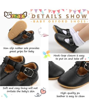 Sonsage Infant Baby Oxford Shoes | Anti-Slip Soft Sole Sneakers 12-18 Months | Black - Buy Online on GoSupps.com