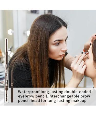 Dual-Sided Brow Pencil - Dual Ends Eyebrow Gel | Anti-Smudge Eyebrow Pencil Interchangeable Tip Birthday Christmas Gift for Mother Hersil Dark Brown - Buy Online on GoSupps.com