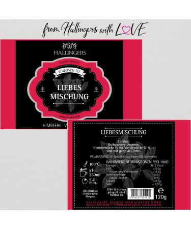 Hallinger's Love Mix - Loose Rooibos Tea with Raspberry & Vanilla | Perfect Mother's Day & Father's Day Gift | 120g Can - Wedding & Anniversary Ideas - Buy Online on GoSupps.com