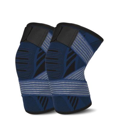 Kniebandage for women men 2 pieces of knee supports with adjustable carriers and anti -slide silicone for sports arthritis band injury meniscus tear (XL Marineblau) Marineblau XL - Buy Online on GoSupps.com