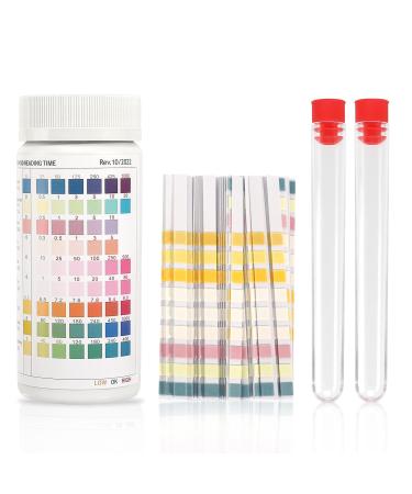 Aorops 9 in 1 test strip aquarium 100 pieces aquarium water test test strips water test strip test nitrate nitrite hardness free chlorine pH carbonate overall alkality for aquarium fish tank