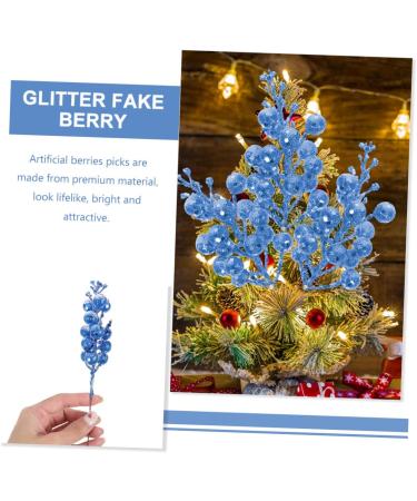 HOMSFOU 24 Pcs Christmas Imitation Berries Christmas Berries Picks Artificial Berry Twig Stem Gold Floral Picks Glitter Holly Berry Stem Xmas Red Fruit Home Decor Household Ribbon Foam Bluex2pcs 19X5X5CMx2pcs - Buy Online on GoSupps.com