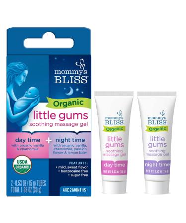 Mommy's Bliss Organic Little Gums Soothing Massage Gel Day/Night Pack  Age 2 Months+ 2 Tubes  0.53 oz (15 g) Each