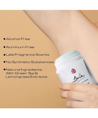 Laila Geir Ness Deodorant - Green Tea & Lemongrass Extracts - Alcohol & Aluminum Free - Sensitive Skin Formula - Long Lasting Fresh Scent - Buy Online on GoSupps.com