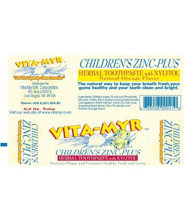 Vita-Myr Children's Orange Toothpaste Sugar-Free Fluoride-Free Gluten-Free SLS-Free 5.4 oz | Safe & Natural Oral Care Made in USA - Buy Online on GoSupps.com