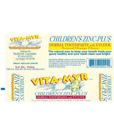 Vita-Myr Children's Zinc-Plus Herbal Toothpaste with Xylitol - 5.4 oz Tube - Buy Online on GoSupps.com
