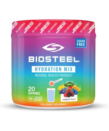 BioSteel Hydration Mix Great Tasting Hydration with Zero Sugar + No Artificial Flavours or Preservatives (Peach Mango | Rainbow Twist) 20 Servings per Tub 140 g (Pack of 1) Mix + Hydration Mix 20 Servings per Tub - Buy Online on GoSupps.com