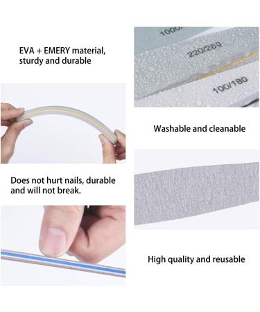 URAQT Nail File and Buffer Set - 8 Pcs Dual-Sided Emery Boards with 2 Manicure Tools | Professional Nail Files for Acrylic (100/150/180/220/240/280/1000/4000 Grits) - 3# Combination - Buy Online on GoSupps.com