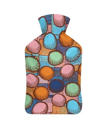 Color Circles Hot Water Bottle With Cover Plush Bed Bottle Hand Warmer For Adults And Children 26.5X15.3cm