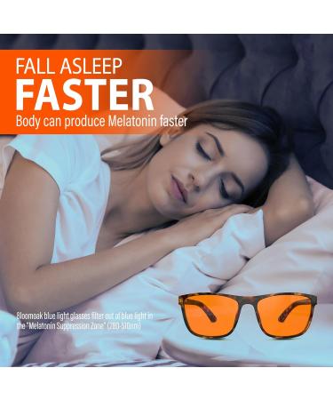 BloomoAK 99% Blue Light Blocking Gaming Glasses - Anti-Fatigue Orange & Brown Tortoise Rectangular - Buy Online on GoSupps.com